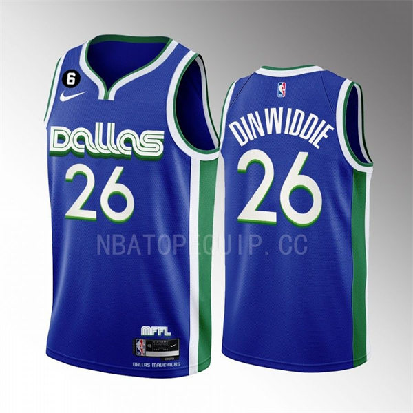 Mens Dallas Mavericks #26 Spencer Dinwiddie Nike 2022-23 Blue City Edition Player Jersey