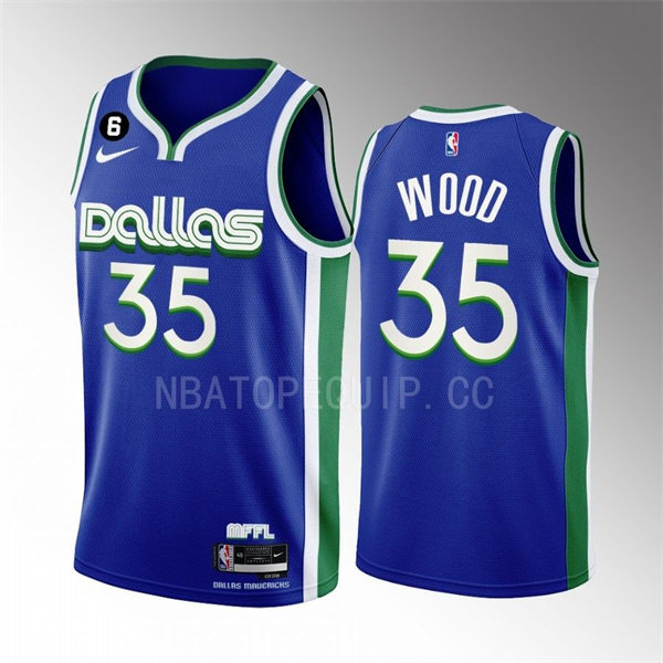 Mens Dallas Mavericks #35 Christian Wood Nike 2022-23 Blue City Edition Player Jersey