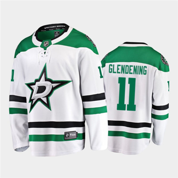 Mens Dallas Stars #11 Luke Glendening Stitched Adidas Away White Jersey Stitched