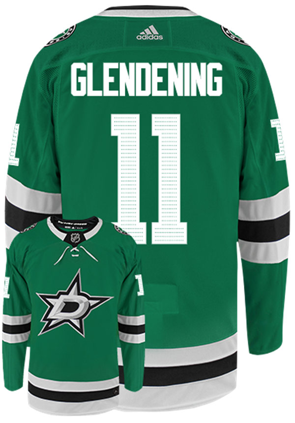 Mens Dallas Stars #11 Luke Glendening Stitched Adidas Home Green Jersey Stitched