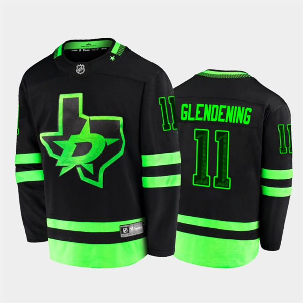 Mens Dallas Stars #11 Luke Glendening adidas Blackout Alternate Jersey Stitched