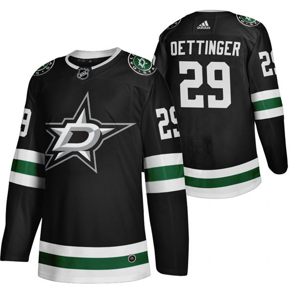 Mens Dallas Stars #29 Jake Oettinger 2021 Black Classic Edition Jersey Stitched