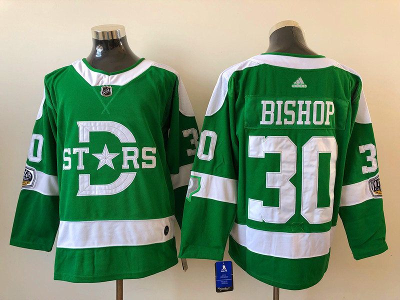 Mens Dallas Stars #30 Ben Bishop Adidas Green 2019-20 Winter Classic Jersey Stitched