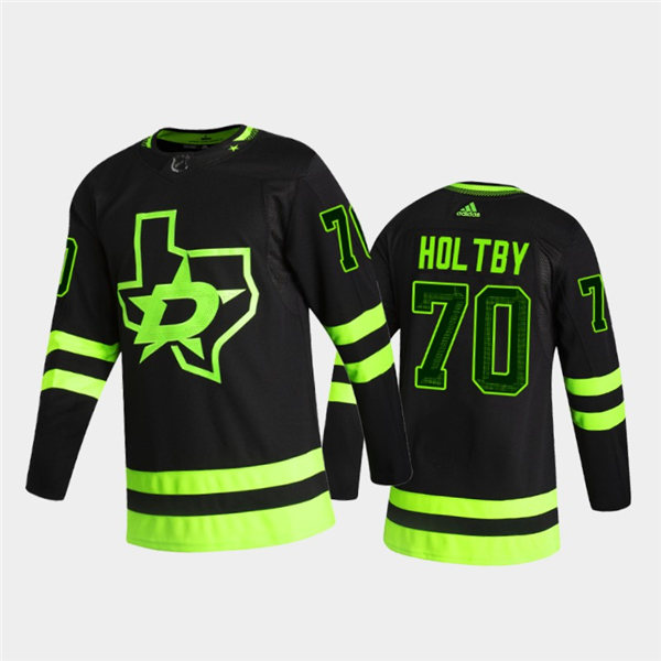Mens Dallas Stars #70 Braden Holtby adidas Blackout Alternate Jersey Stitched