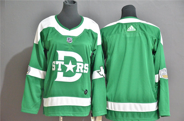Mens Dallas Stars Blank Adidas Green 2019--20 Winter Classic Jersey Stitched