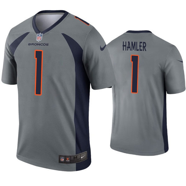 Mens Denver Broncos #1 KJ. Hamler Nike Gray Inverted Legend Player Jersey