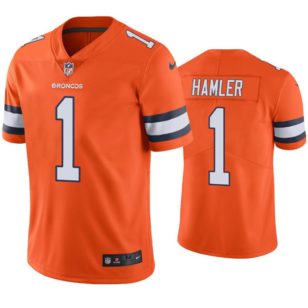 Mens Denver Broncos #1 KJ. Hamler Nike Orange Color Rush Vapor Untouchable Limited Player Jersey