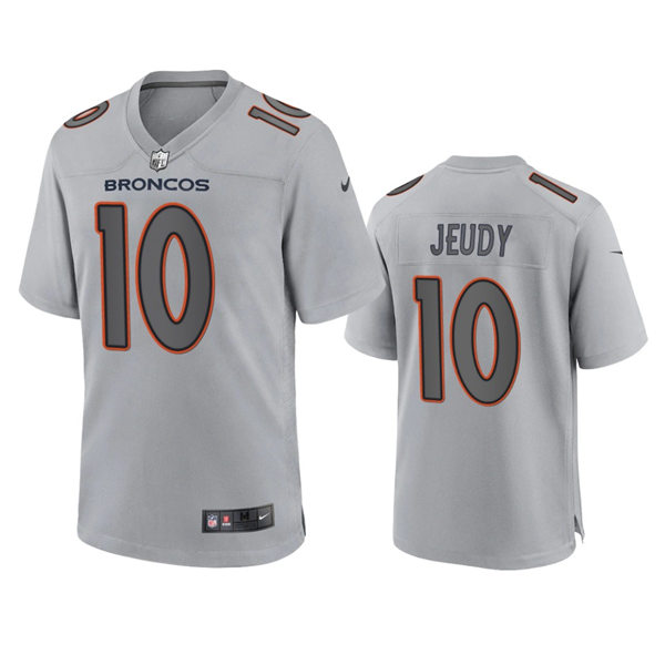 Mens Denver Broncos #10 Jerry Jeudy Gray Atmosphere Fashion Game Jersey