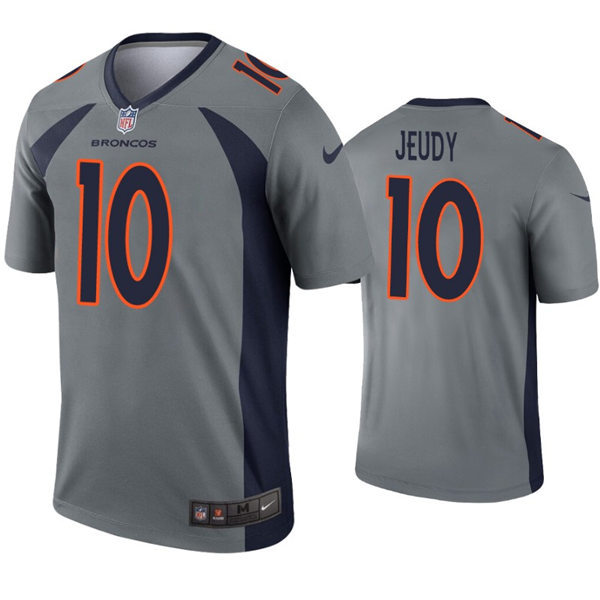 Mens Denver Broncos #10 Jerry Jeudy Nike Gray Inverted Legend Player Jersey
