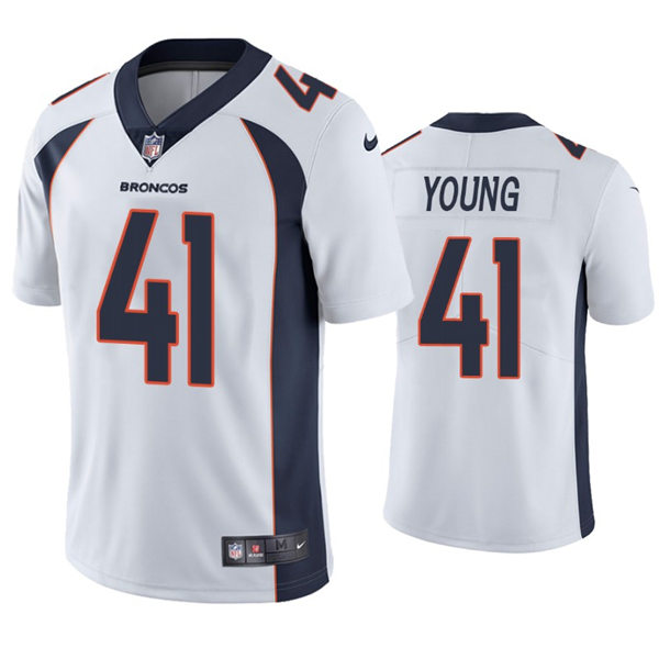 Mens Denver Broncos #41 Kenny Young Nike White Vapor Untouchable Limited Jersey