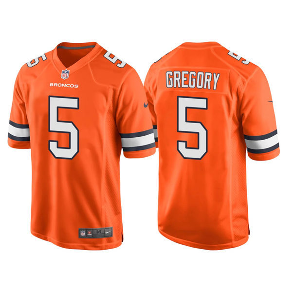 Mens Denver Broncos #5 Randy Gregory Nike Orange Color Rush Vapor Limited Jersey