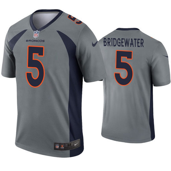 Mens Denver Broncos #5 Teddy Bridgewater Nike Gray Inverted Legend Player Jersey