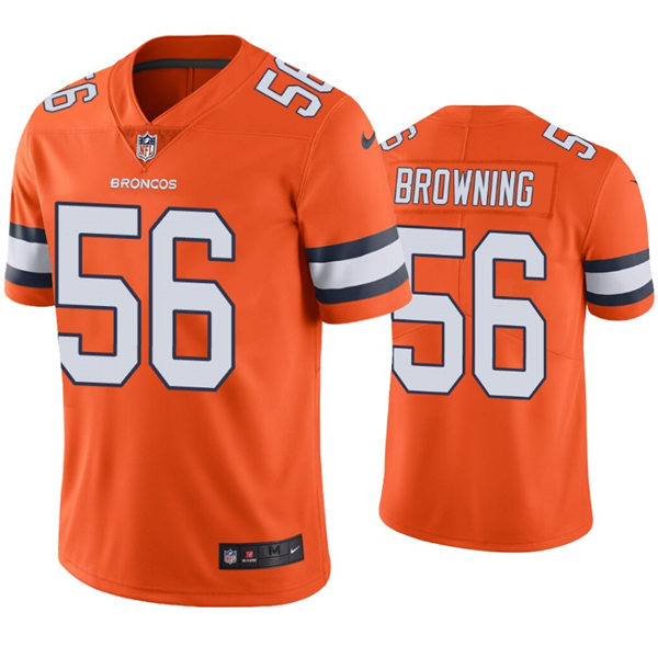 Mens Denver Broncos #56 Baron Browning Nike Orange NFL Color Rush Vapor Limited Jersey