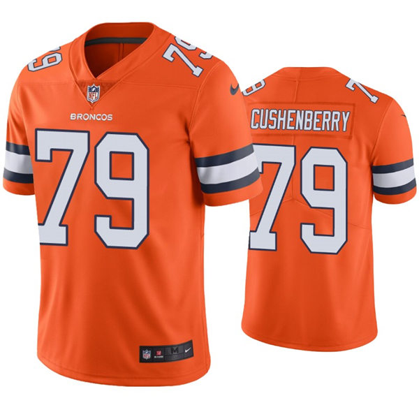 Mens Denver Broncos #79 Lloyd Cushenberry Nike Orange Color Rush Vapor Limited Jersey