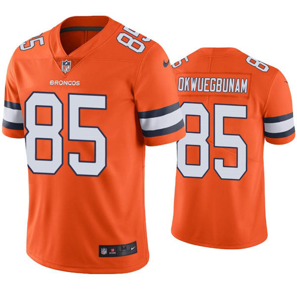 Mens Denver Broncos #85 Albert Okwuegbunam Nike Orange Color Rush Vapor Limited Jersey