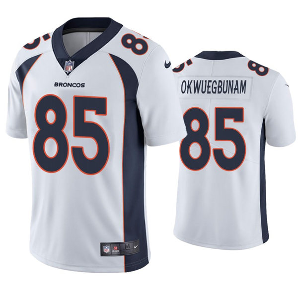 Mens Denver Broncos #85 Albert Okwuegbunam Nike White Vapor Untouchable Limited Jersey