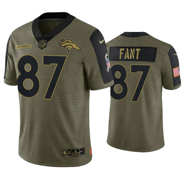 Mens Denver Broncos #87 Noah Fant Nike Olive 2021 Salute To Service Limited Jersey