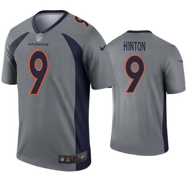 Mens Denver Broncos #9 Kendall Hinton Nike Gray Inverted Legend Player Jersey