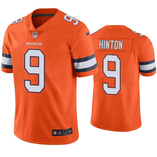 Mens Denver Broncos #9 Kendall Hinton Nike Orange NFL Color Rush Vapor Limited Jersey