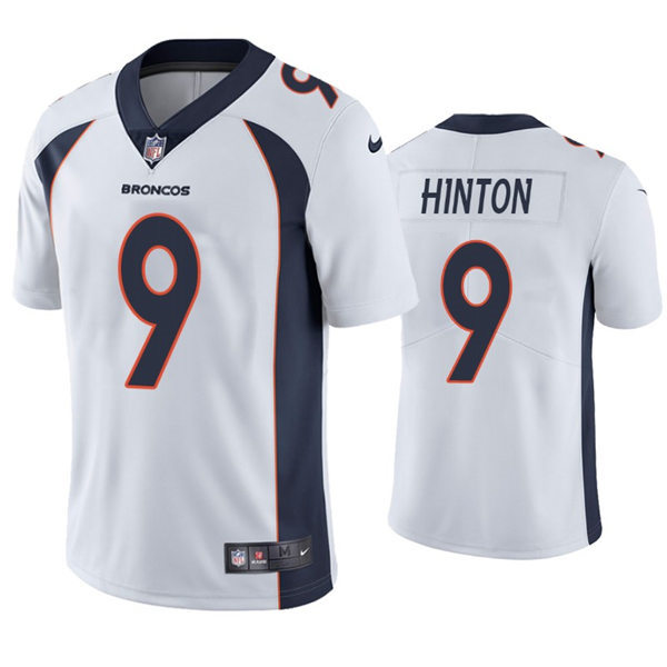 Mens Denver Broncos #9 Kendall Hinton Nike White Vapor Untouchable Limited Jersey