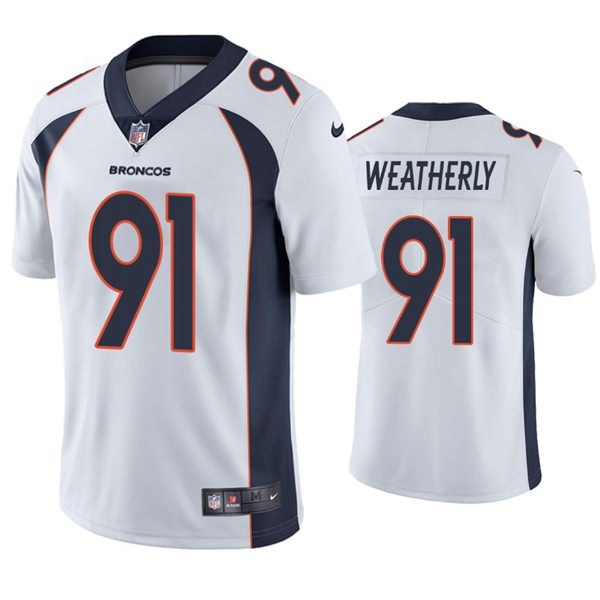 Mens Denver Broncos #91 Stephen Weatherly Nike White Vapor Untouchable Limited Jersey