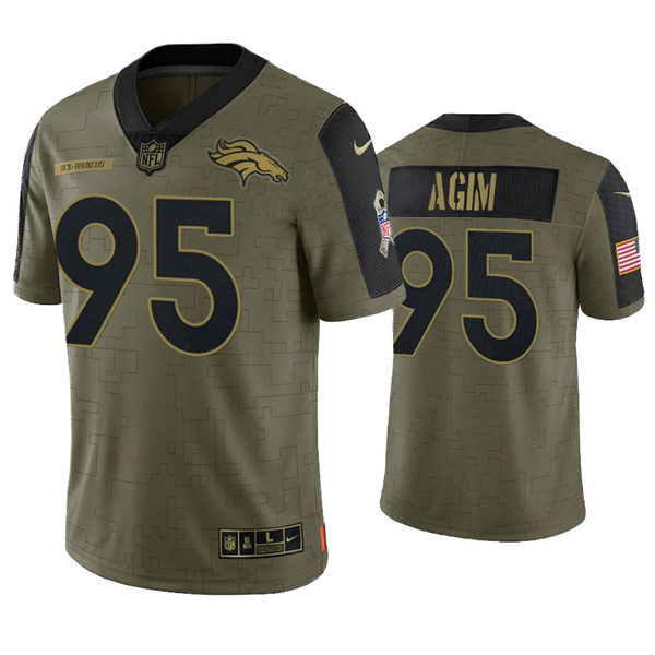Mens Denver Broncos #95 McTelvin Agim Nike Olive 2021 Salute To Service Limited Jersey