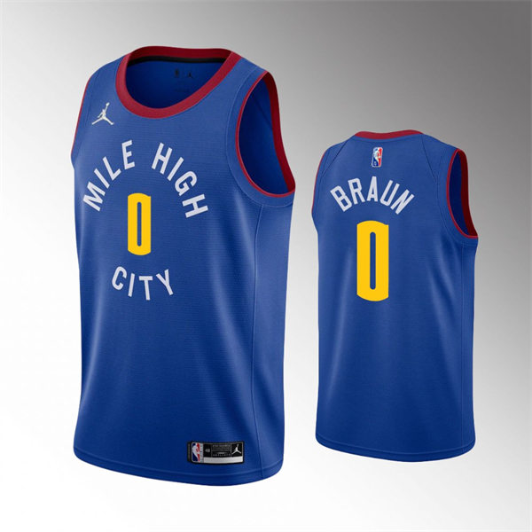 Mens Denver Nuggets #0 Christian Braun Blue Statement Edition Jersey