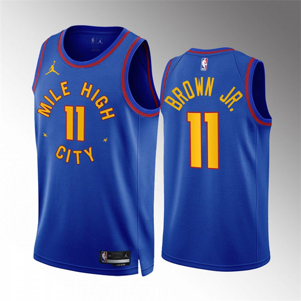 Mens Denver Nuggets #11 Bruce Brown Jr. Mile High City Blue 2022-23 Statement Edition Swingman Jersey