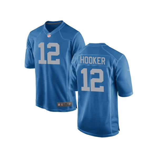 Mens Detroit Lions #12 Hendon Hooker Nike Royal Alternate Retro Jersey