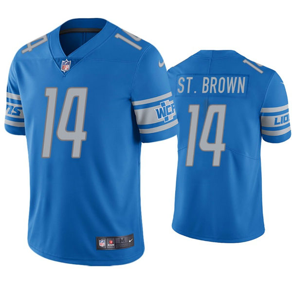 Mens Detroit Lions #14 Amon-Ra St. Brown Nike Blue Vapor Untouchable Limited Jersey