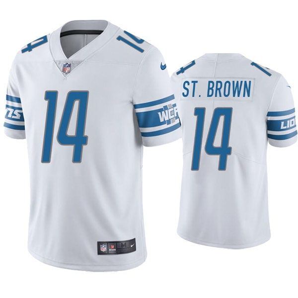 Mens Detroit Lions #14 Amon-Ra St. Brown Nike White Vapor Untouchable Limited Jersey