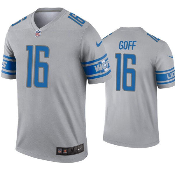 Mens Detroit Lions #16 Jared Goff Nike Gray Inverted Legend Jersey