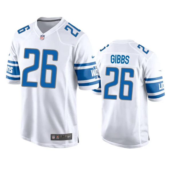 Mens Detroit Lions #26 Jahmyr Gibbs Nike White Vapor Untouchable Limited Jersey