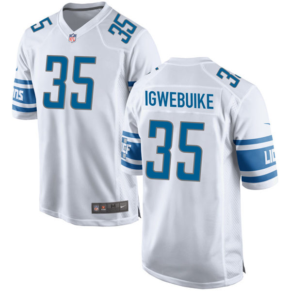 Mens Detroit Lions #35 Godwin Igwebuike Nike White Vapor Untouchable Limited Jersey