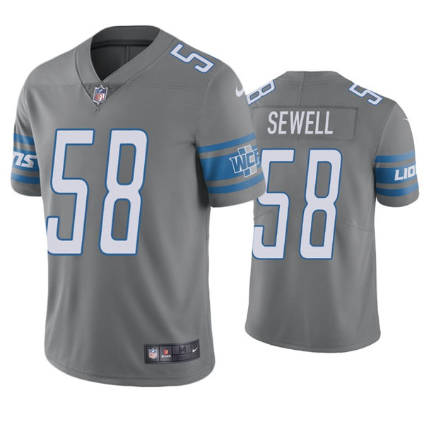 Mens Detroit Lions #58 Penei Sewell Nike Silver Color Rush Limited Player Jersey