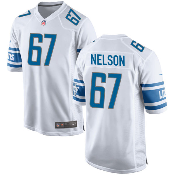 Mens Detroit Lions #67 Matt Nelson Nike White Vapor Untouchable Limited Jersey