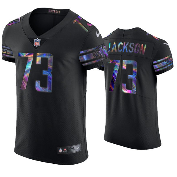Mens Detroit Lions #73 Jonah JacksonNike Black Holographic Edition Jersey
