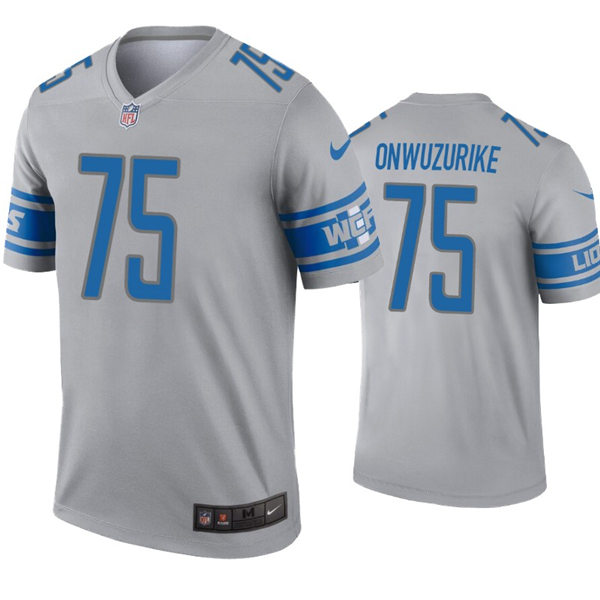 Mens Detroit Lions #75 Levi Onwuzurike Nike Gray Inverted Legend Jersey