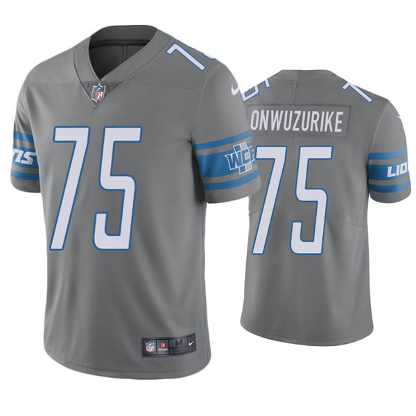 Mens Detroit Lions #75 Levi Onwuzurike Nike Silver Color Rush Limited Player Jersey