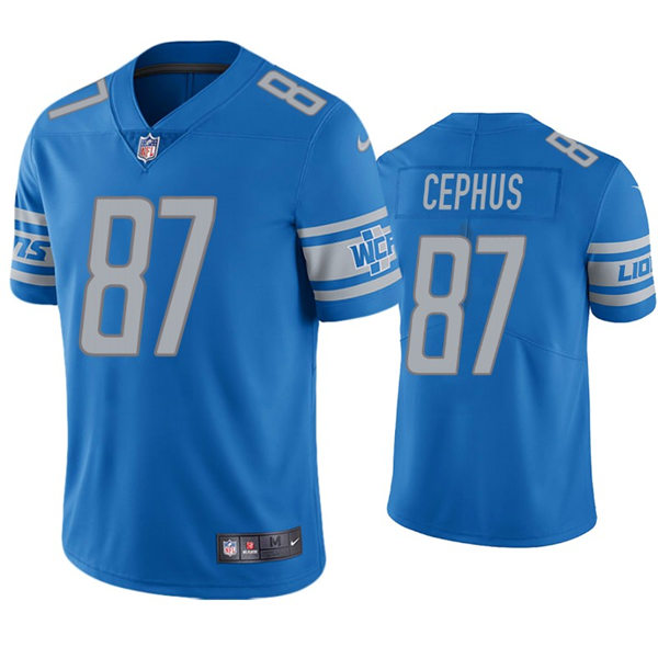 Mens Detroit Lions #87 Quintez Cephus Nike Blue Vapor Untouchable Limited Jersey