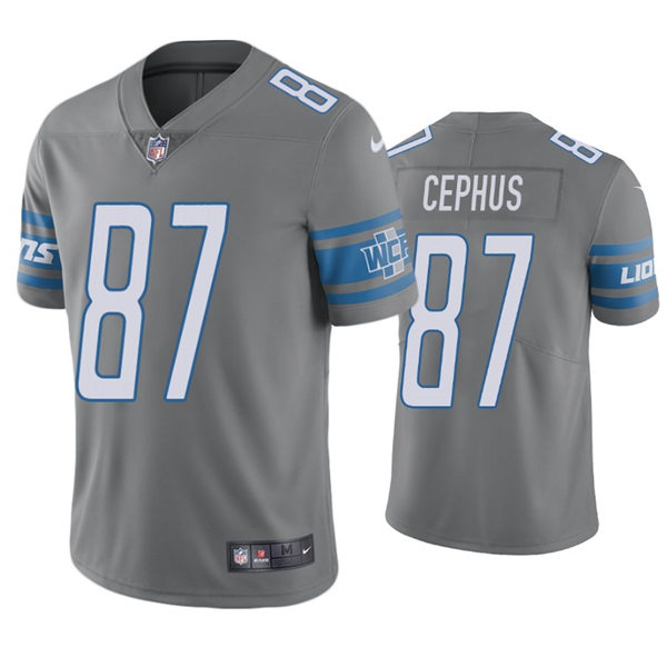 Mens Detroit Lions #87 Quintez Cephus Nike Silver Color Rush Limited Player Jersey