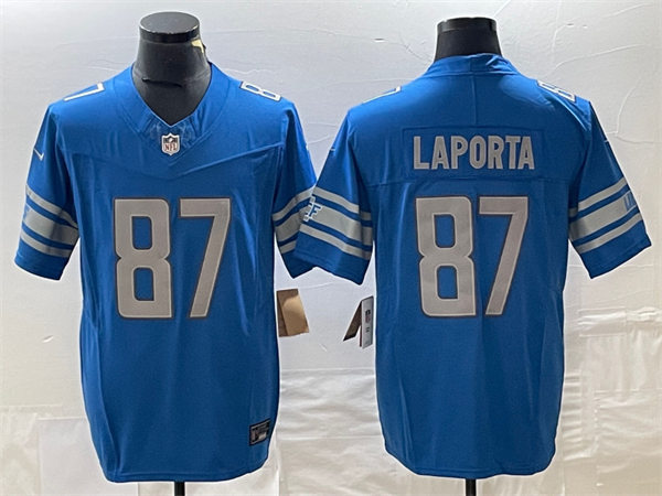 Mens Detroit Lions #87 Sam LaPorta Nike Blue F.U.S.E. Vapor Limited Jersey