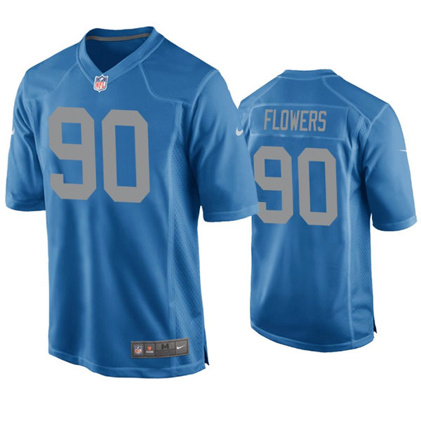 Mens Detroit Lions #90 Trey Flowers Nike Blue 2017 Throwback Limited Player Jersey