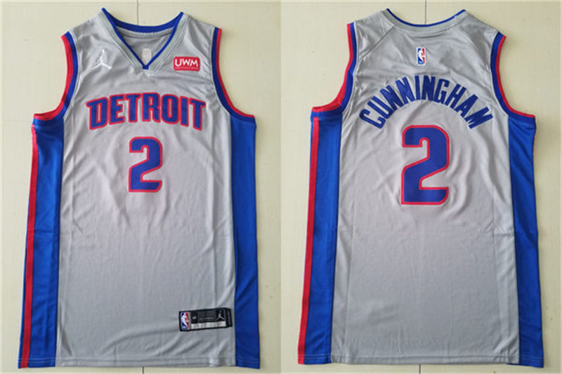 Mens Detroit Pistons #2 Cade Cunningham Jordan Gray Statement Edition Swingman Jersey