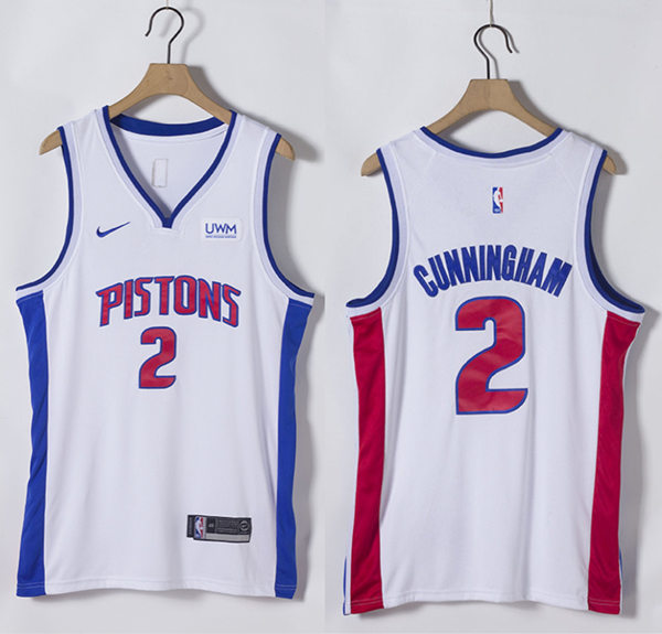 Mens Detroit Pistons #2 Cade Cunningham Nike White Association Edition Swingman Jersey