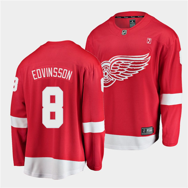 Mens Detroit Red Wings #8 Simon Edvinsson Adidas Home Red Jersey Stitched