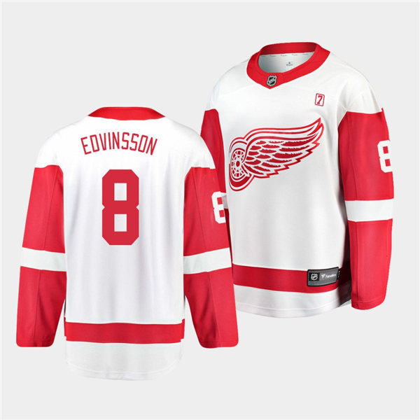 Mens Detroit Red Wings #8 Simon Edvinsson Adidas White Away Jersey Stitched