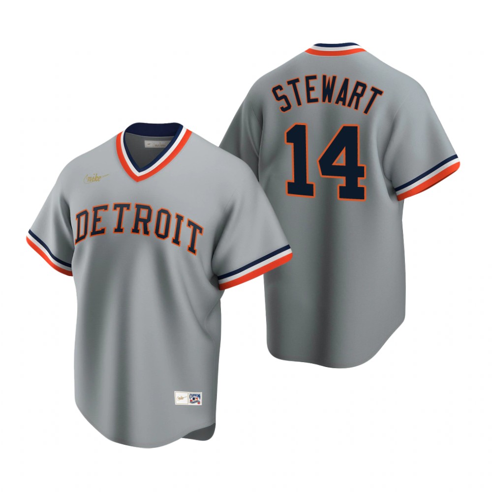 Mens Detroit Tigers #14 Christin Stewart Nike Gray Pullover Cooperstown Collection Jersey