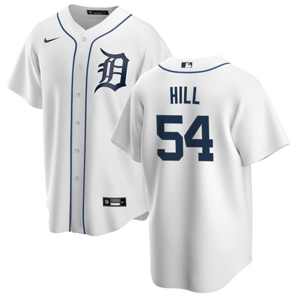 Mens Detroit Tigers #54 Derek Hill Nike White Home Cool Base Jersey
