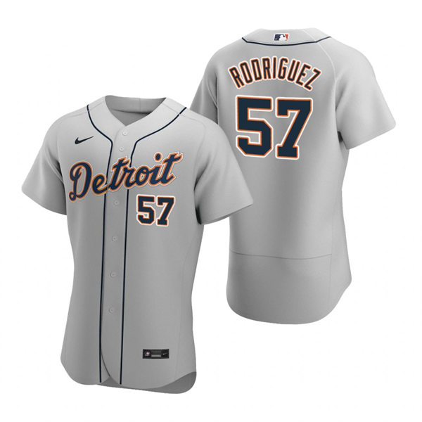 Mens Detroit Tigers #57 Eduardo Rodriguez Nike Grey Away FlexBase Player Jersey